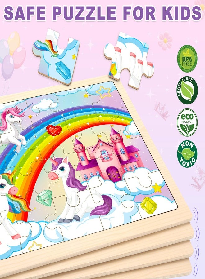 LACCHOUFEE Wooden Princess Puzzles for Kids Age 3 4 5 Year Old, 4 Pack 24 Pcs Montessori Toddler Jigsaw Puzzles for Girl boy Activities Preschool Learning Educational Birthday Gift Travel Autistic Wooden Toys - Image 2